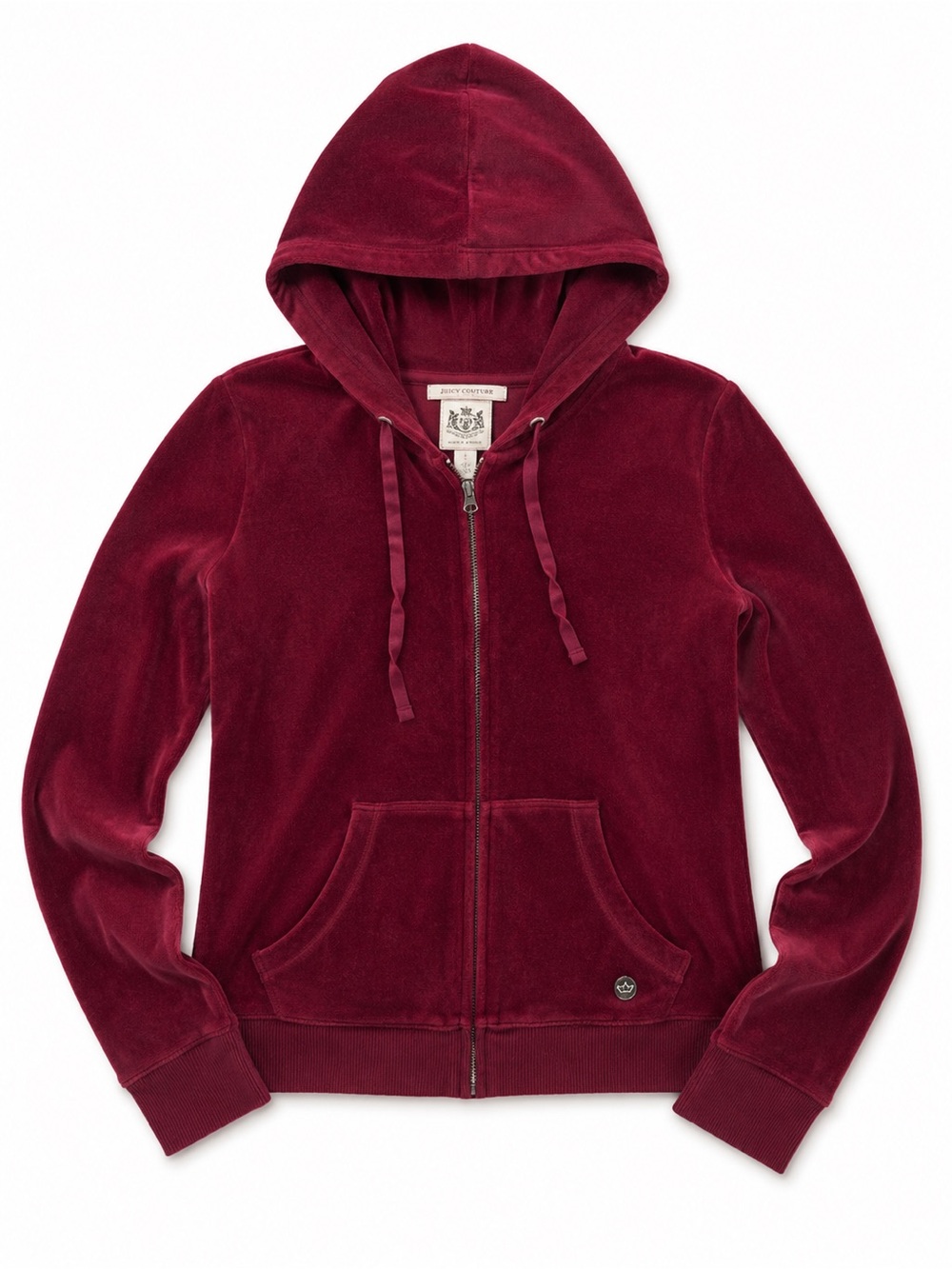 Hollister Burgundy Velour Zip Up Hoodie Size S Y2K 2000s